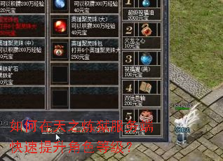 如何在天之炼狱服务端快速提升角色等级? 如何在天之炼狱服务端快速提升角色等级?