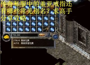 传奇私服中的盖亚戒指还有哪些常见别名？求高手分享攻略